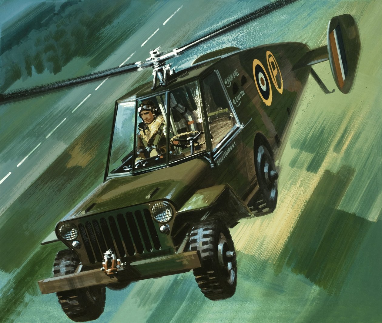 Into the Blue: Latający Jeep autorstwa Wilf (20th century) Hardy