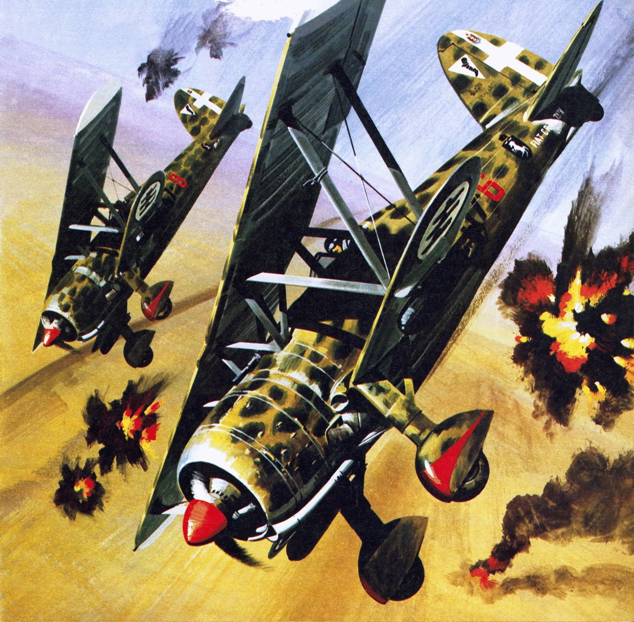 Dwa Fiaty CR 42 autorstwa Wilf (20th century) Hardy