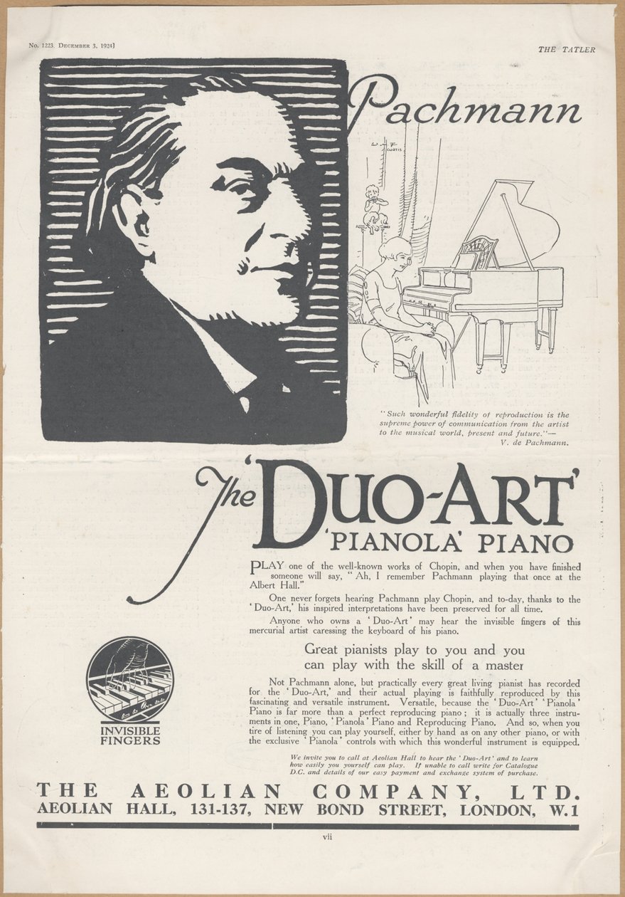 Firma Eolska Pianolas, 1924 autorstwa Wilfred Fryer