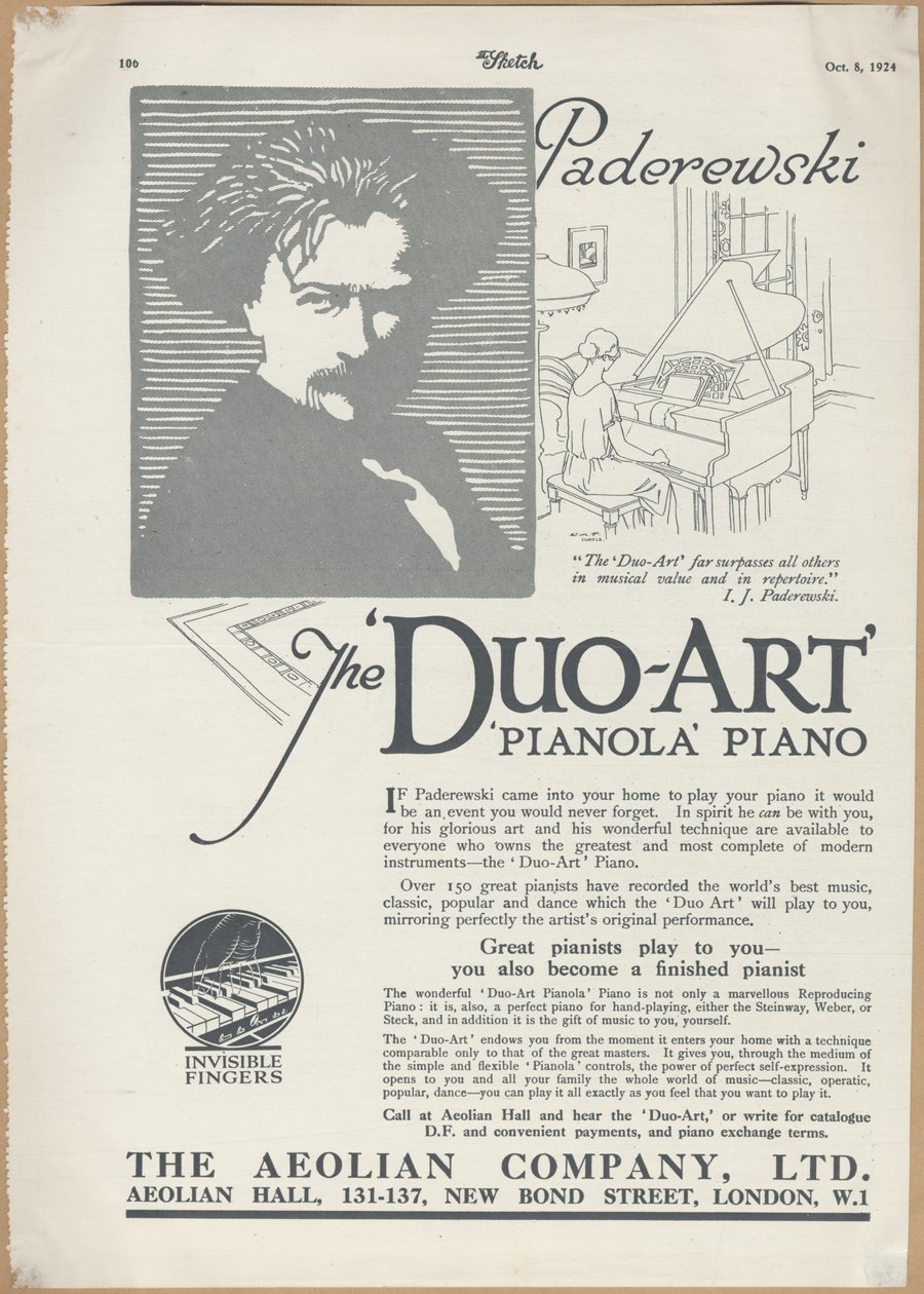Firma Eolska Pianolas, 1924 autorstwa Wilfred Fryer