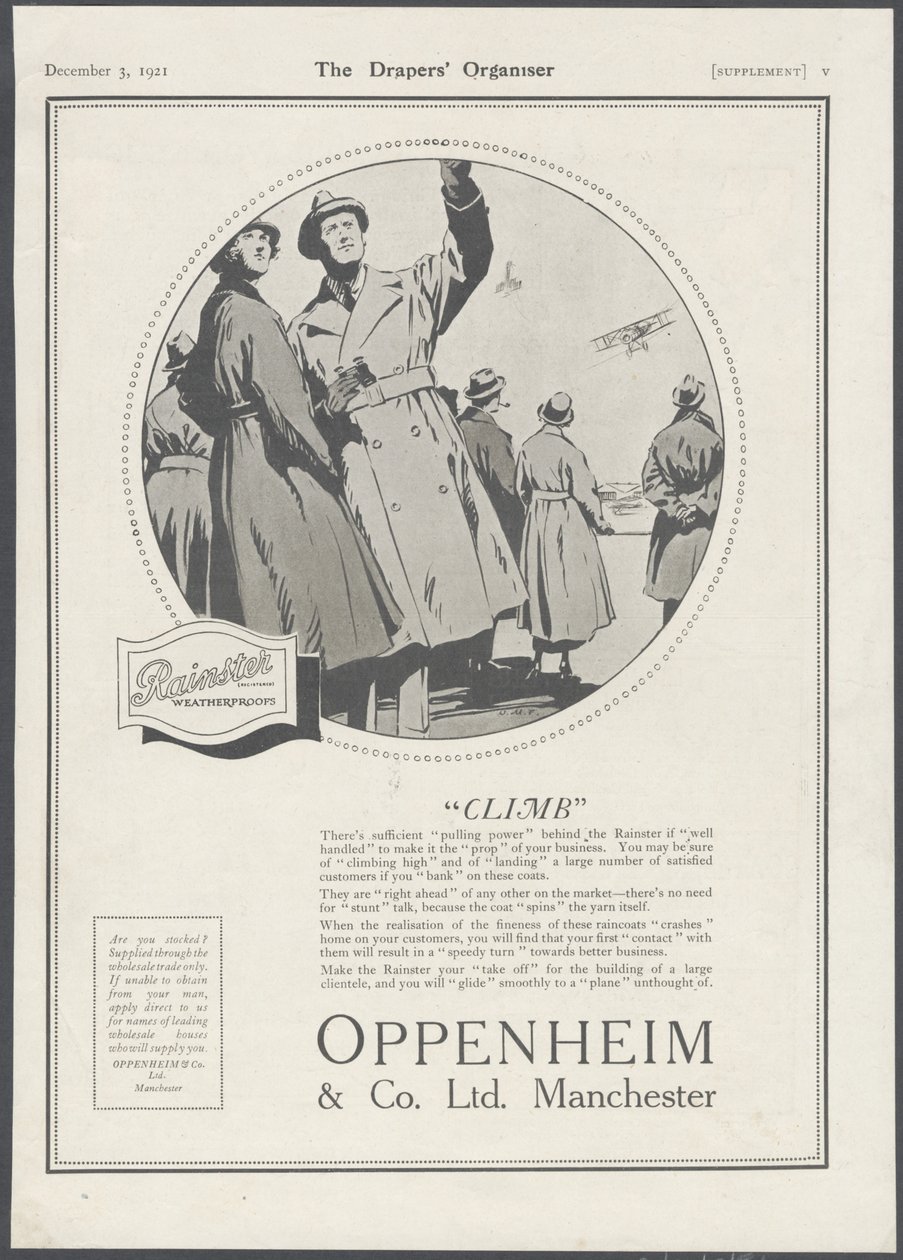 Oppenheim & Co Odzież męska, 1929 autorstwa Wilfred Fryer