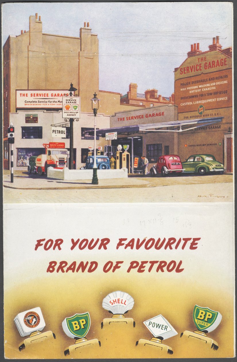 Shell, BP, National Benzole, lata 50. autorstwa Wilfred Fryer