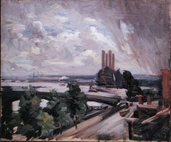 Battersea Bridge z Cheyne Walk, Chelsea (olej na płótnie) autorstwa Wilfred Gabriel de Glehn