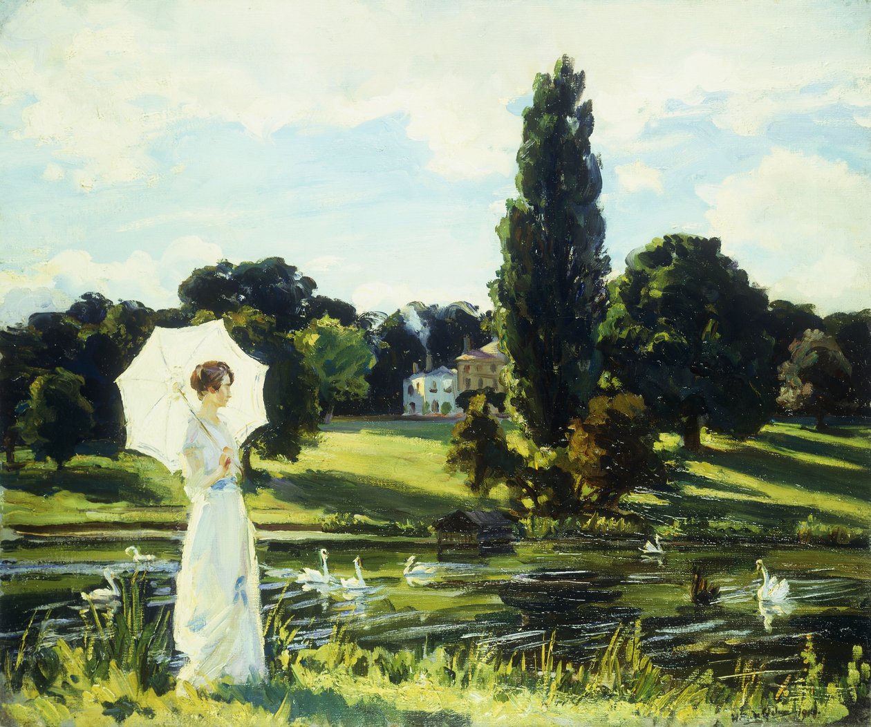 Lynne Fontanne nad Tamizą autorstwa Wilfred Gabriel de Glehn