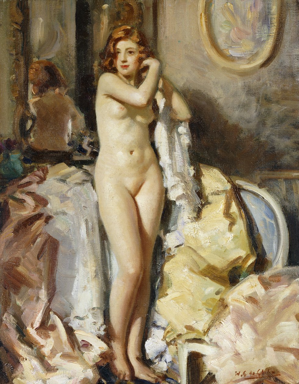 Stojąc przed lustrem, Ruda Głowa autorstwa Wilfred Gabriel de Glehn