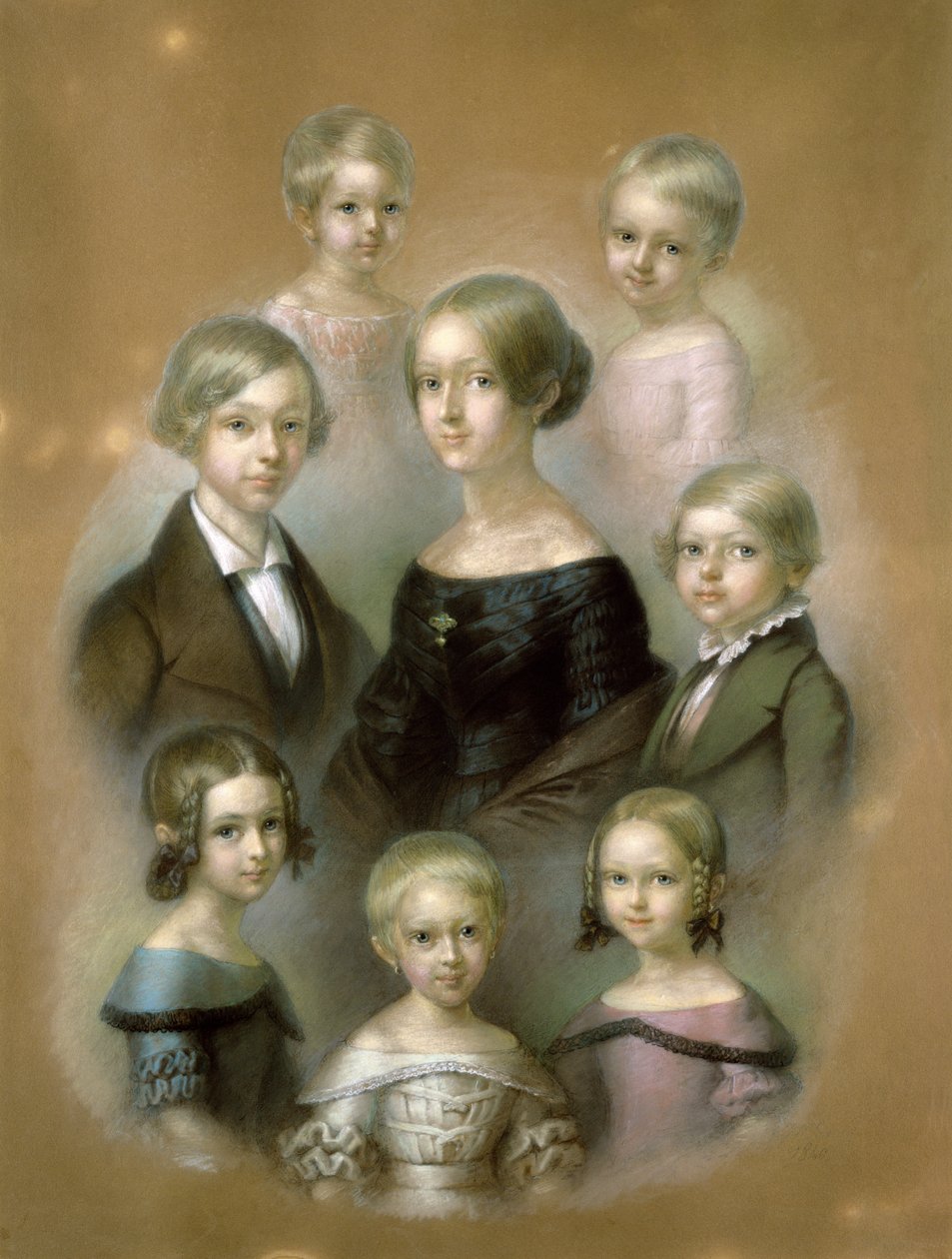 Rodzina (pastel na papierze) autorstwa Wilhelm Alexander Kobell