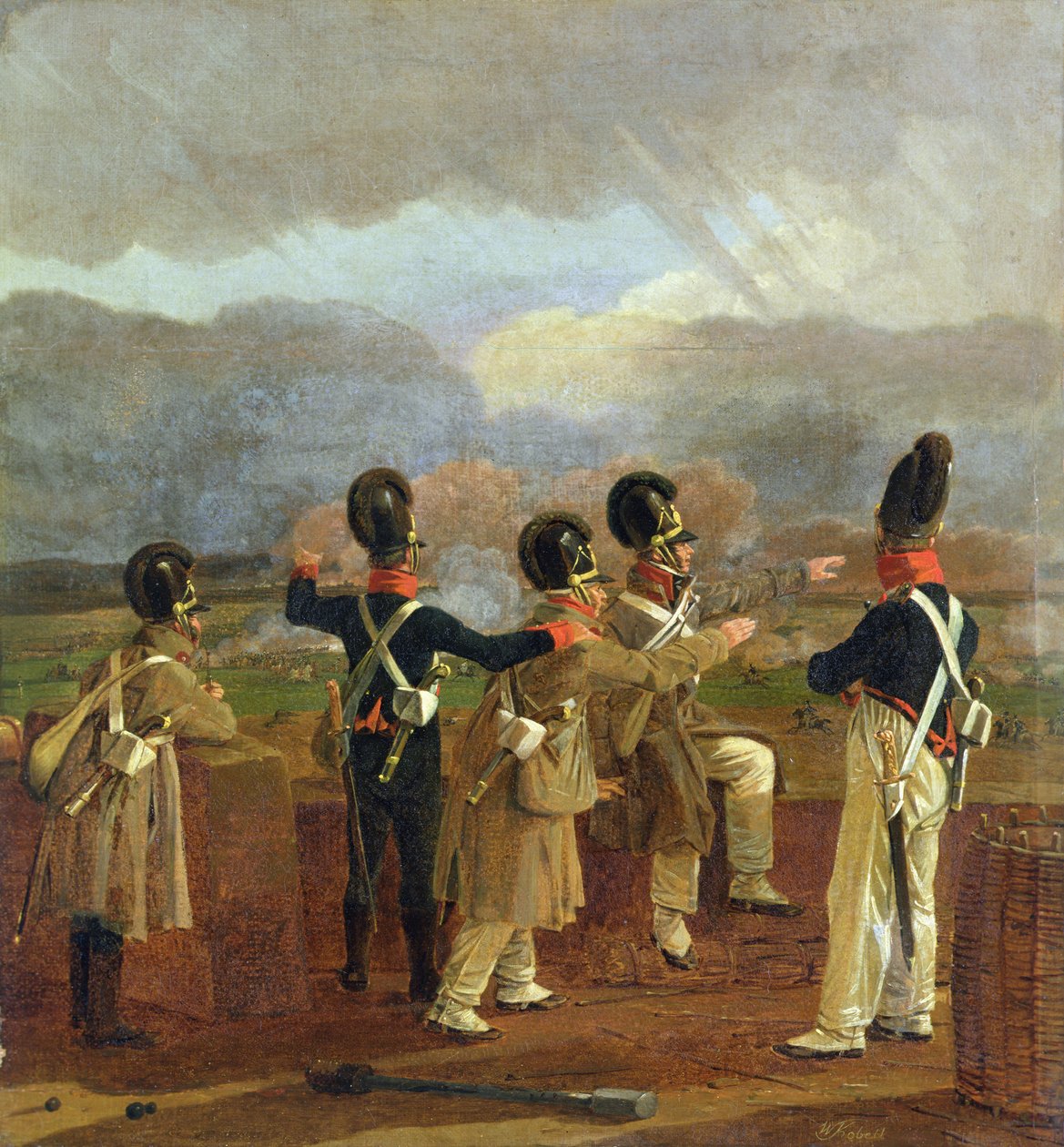 Żołnierze na murach obronnych, ok. 1809 r. autorstwa Wilhelm Alexander Kobell