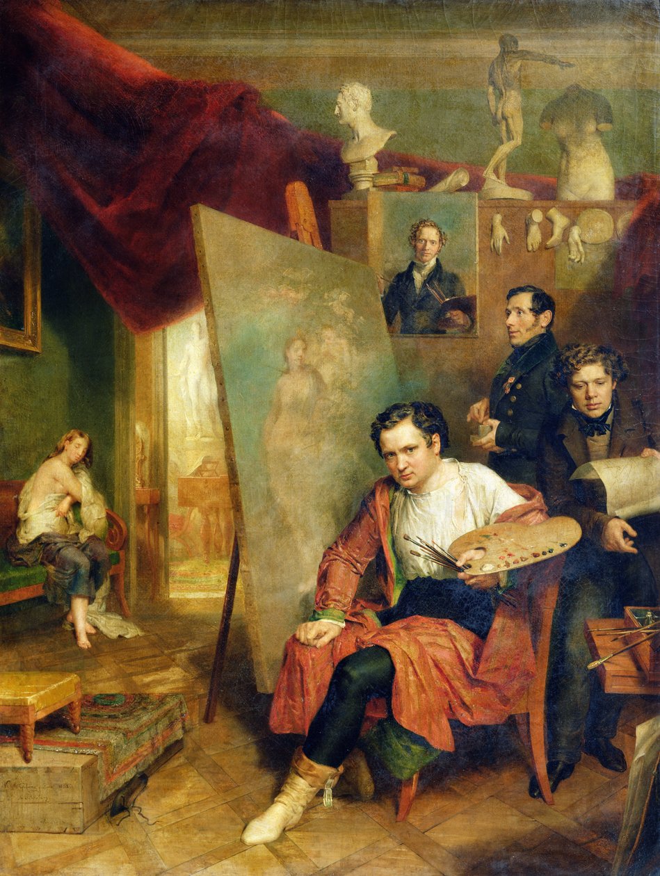 W pracowni malarza, 1832 autorstwa Wilhelm August Golicke