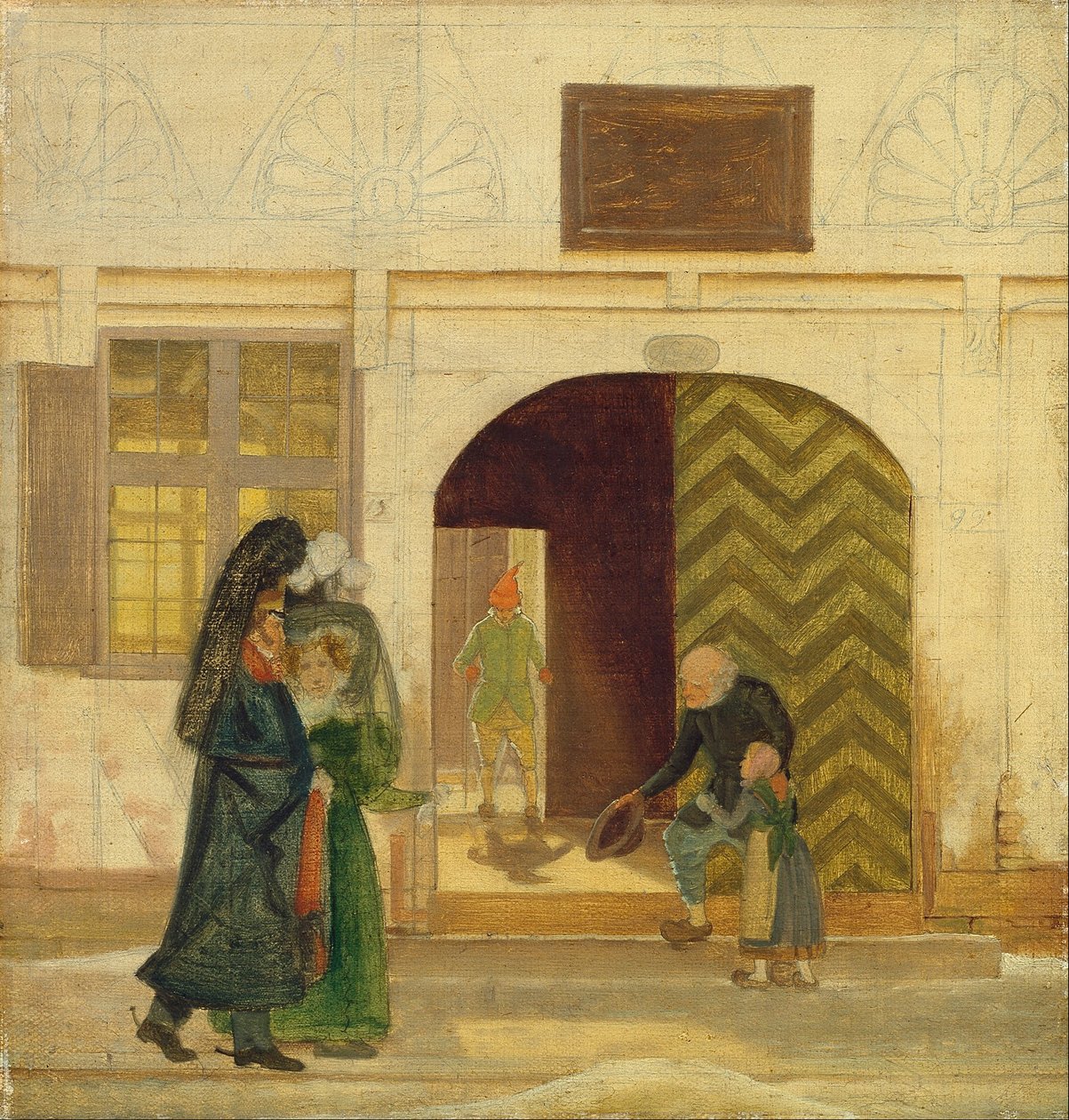 Przed przytułkiem w Odense. autorstwa Wilhelm Bendz