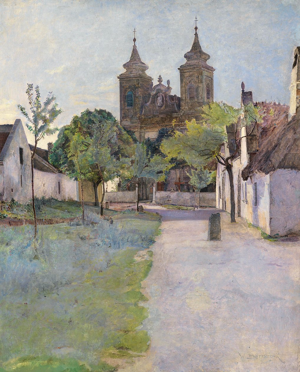 Widok na dziedziniec kościoła autorstwa Wilhelm Bernatzik