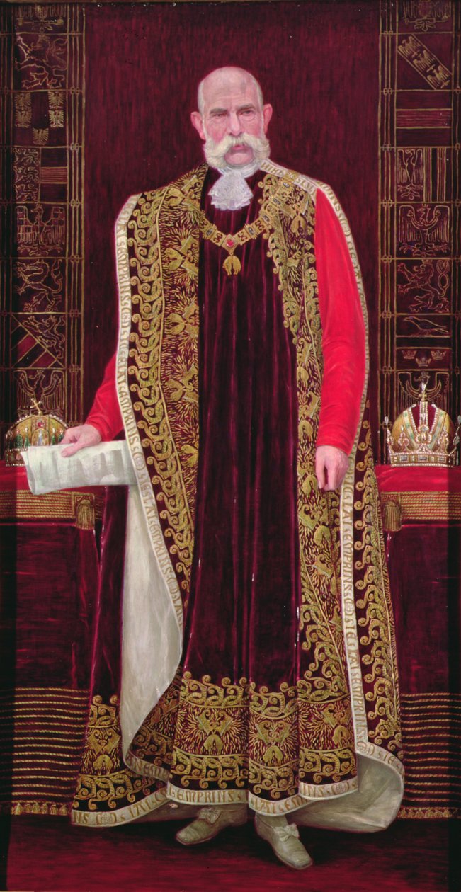 Cesarz Austrii Franciszek Józef I (1830-1916) w oficjalnych szatach Orderu Złotego Runa, ok. 1910 r. autorstwa Wilhelm List