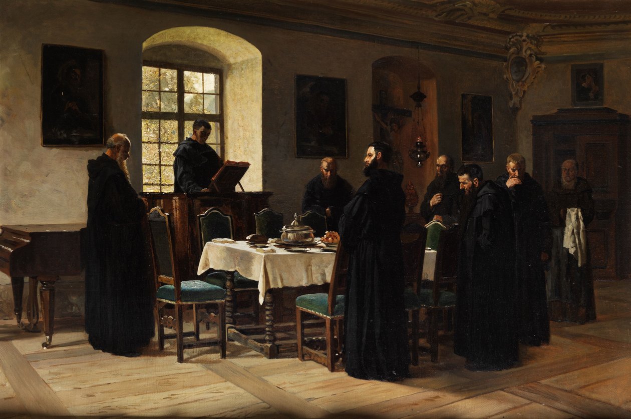 Mnisi w refektarzu autorstwa Wilhelm Ludwig Friedrich Riefstahl
