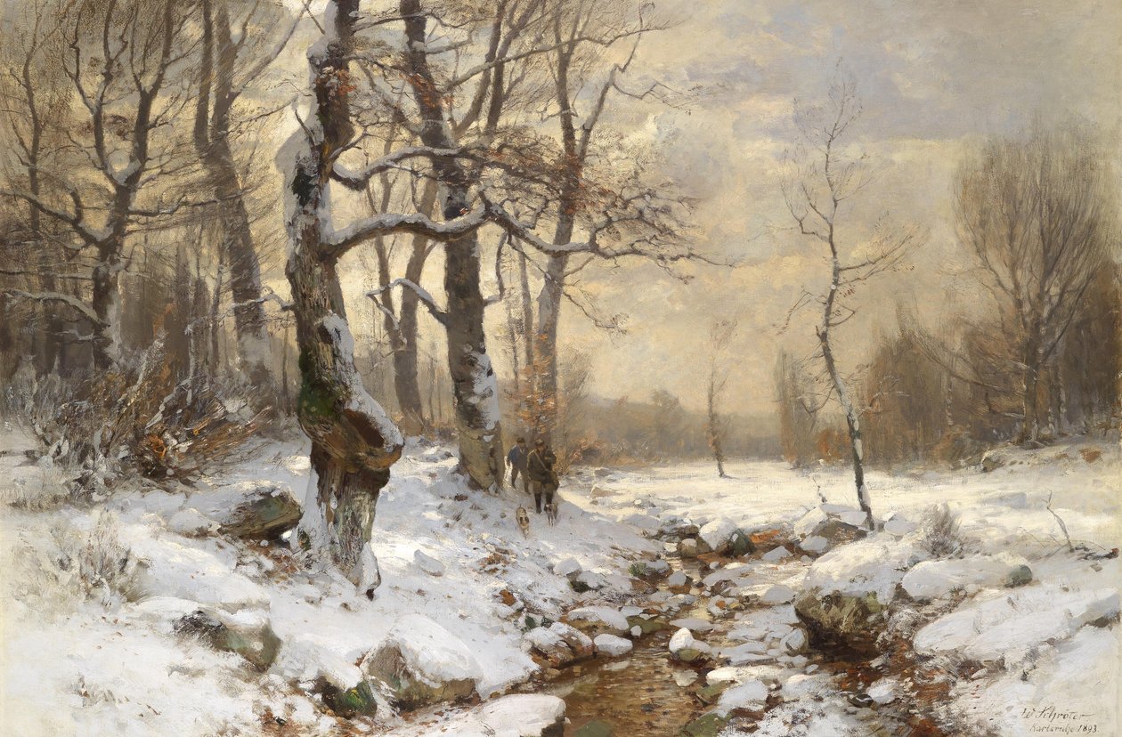 Myśliwy w zimowym lesie autorstwa Wilhelm Schröter