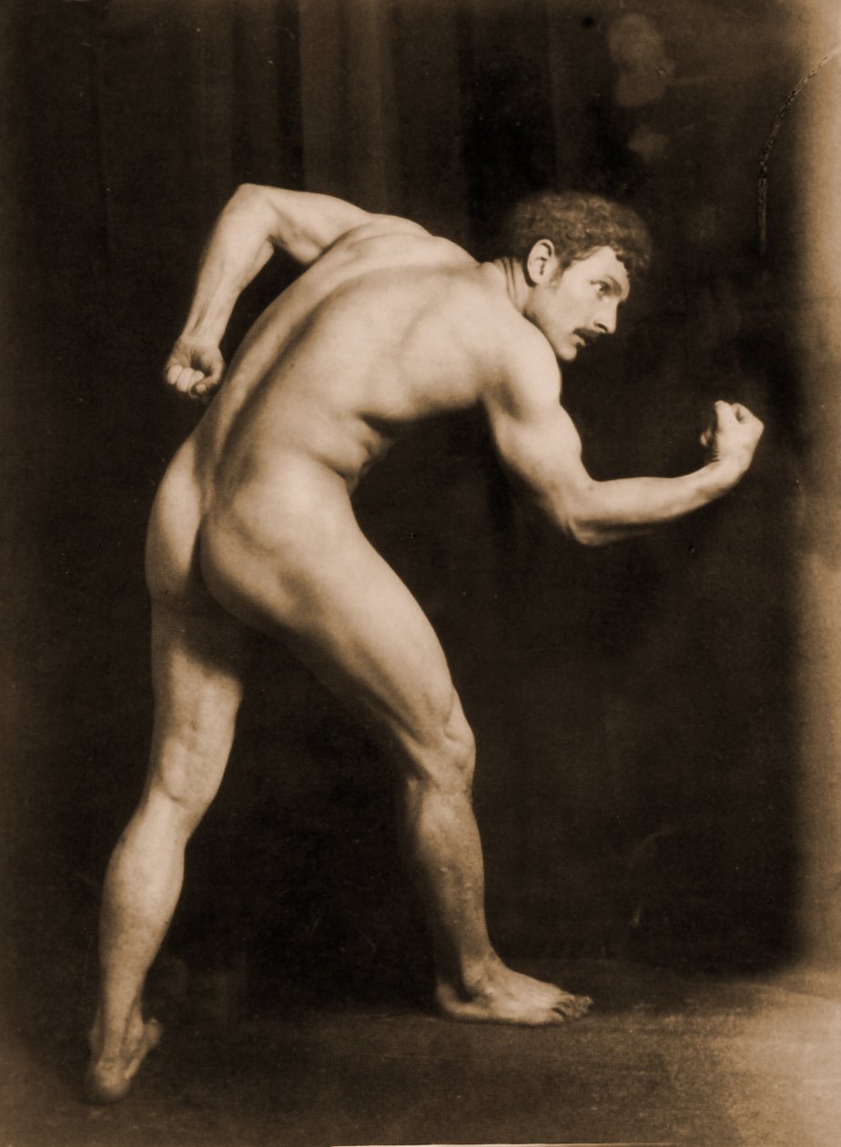 Studium aktu męskiego, ok. 1900 (zdjęcie w sepii) autorstwa Baron Wilhelm von Gloeden