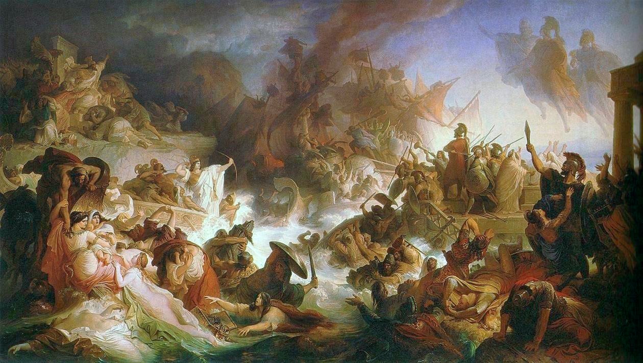 Bitwa morska pod Salaminą autorstwa Wilhelm von Kaulbach