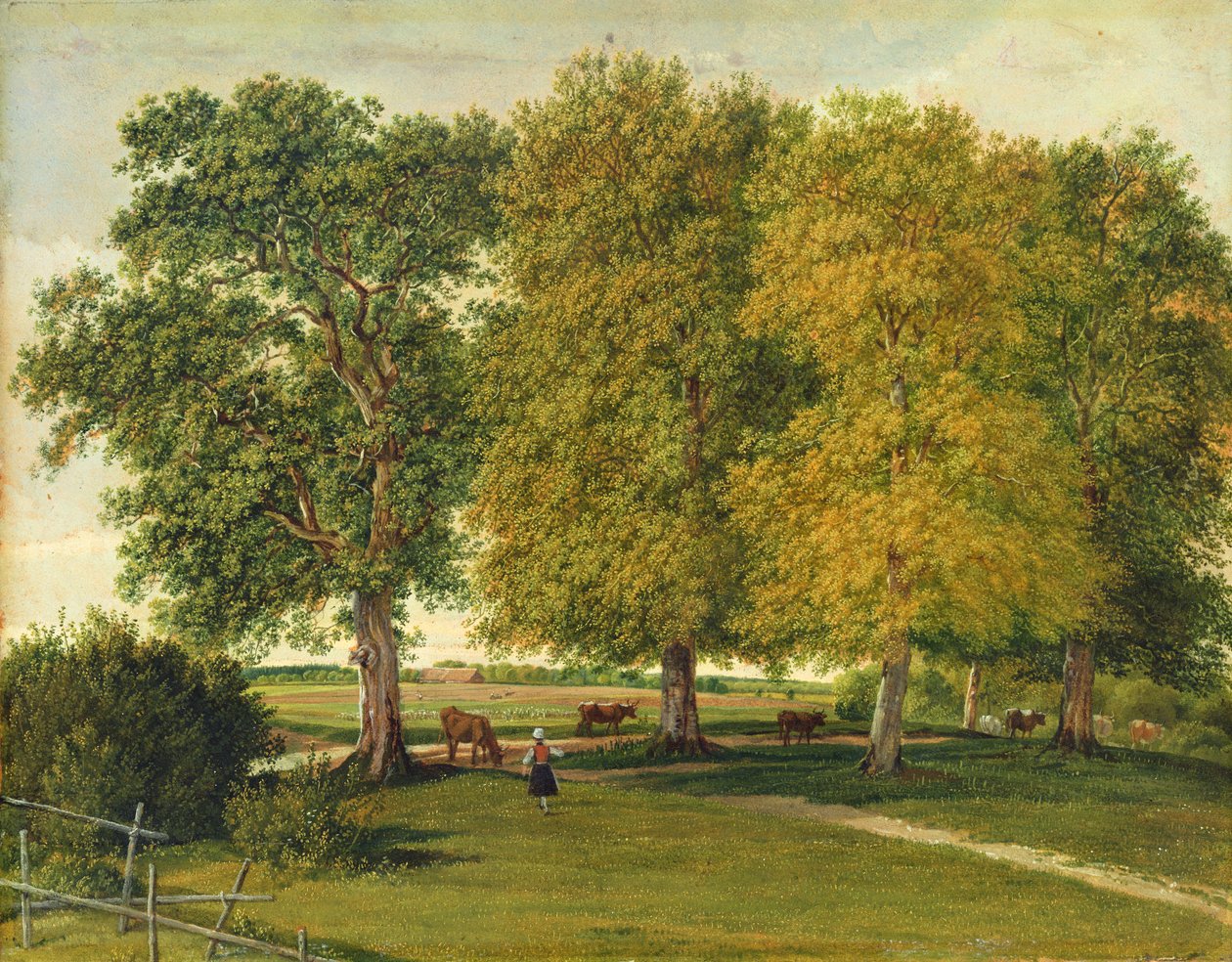 Pasterz z bydłem pod jesiennymi drzewami, ok. 1821 (olej na papierze ułożony na tekturze) autorstwa Wilhelm Alexander Kobell