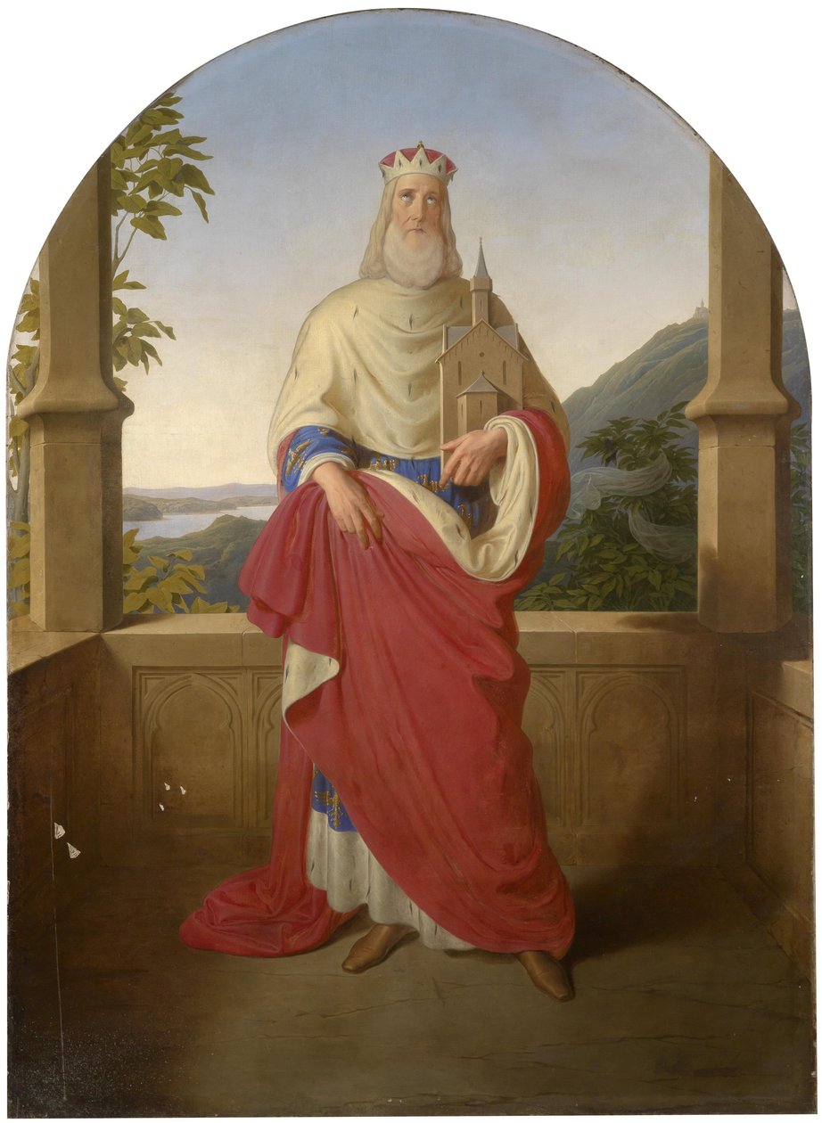 Bogdan Mandic, ou Frere Leopold dit Leopold de Castelnuovo - Święty Leopold devant le Danube et la montagne Leopoldsberg - Święty Leopold przed widokiem na Dunaj i Leopoldsberg w tle, Rieder, Wilhelm August (1796-1880). olej na płótnie autorstwa Wilhelm August Rieder