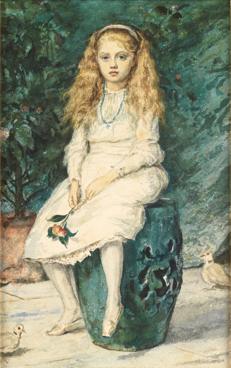 Portret Niny Lehmann, lat 9, wg Millais (wc i ołówek na papierze) autorstwa Wilhelm Auguste Rudolf Lehmann