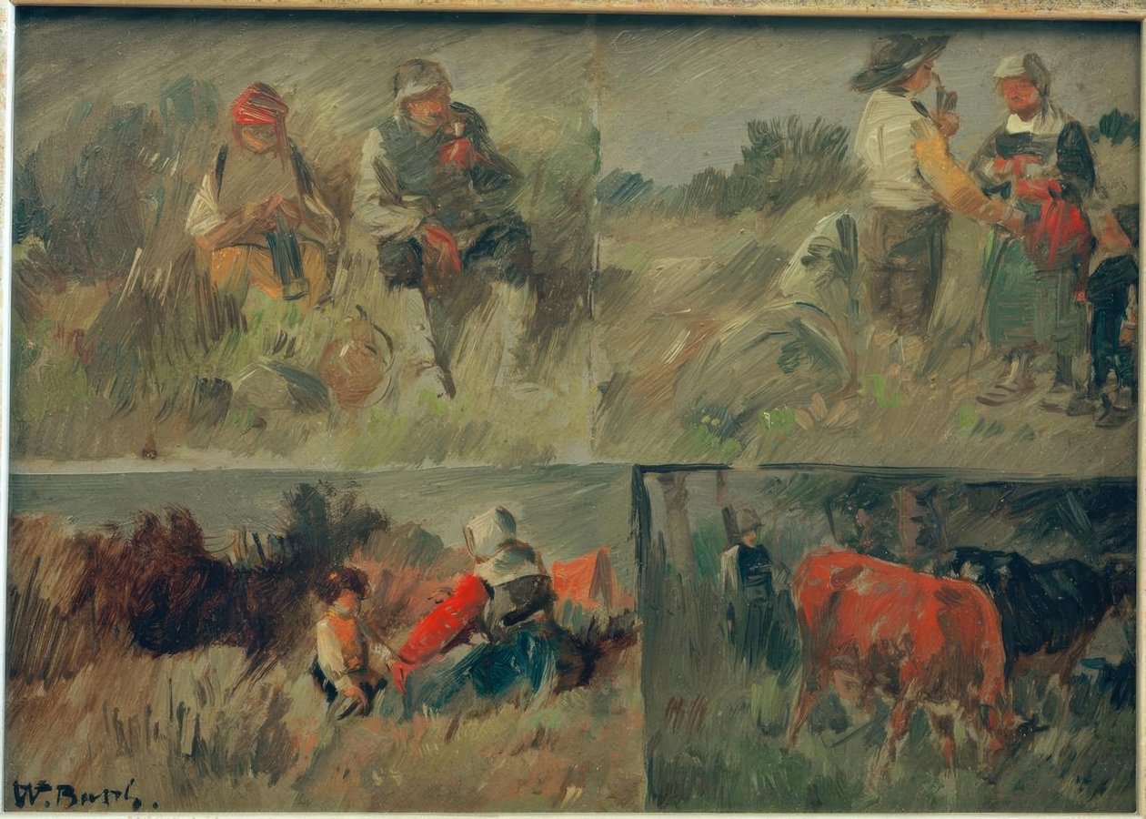 Zdjęcie zbiorowe: cztery wiejskie sceny autorstwa Wilhelm Busch