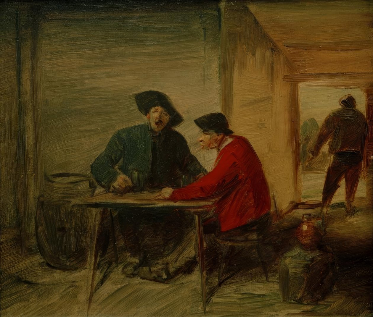 Rzeźbiący rolnicy w tawernie autorstwa Wilhelm Busch
