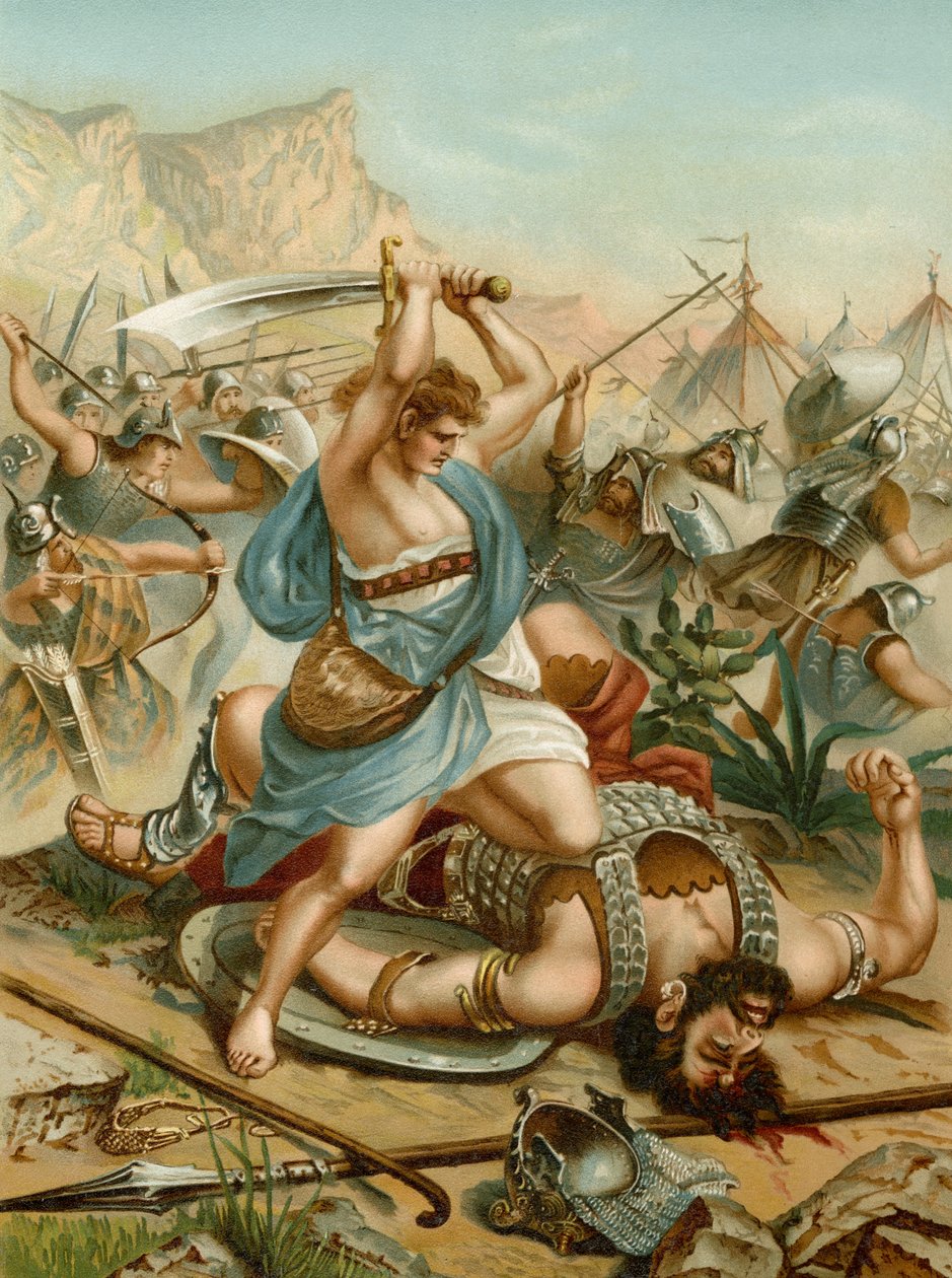 Dawid zabija Goliata (kolor lito) autorstwa Wilhelm Ebbinghaus