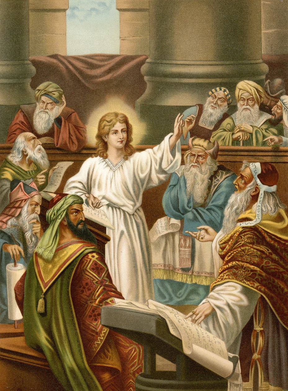 Jezus naucza w świątyni (kolor lito) autorstwa Wilhelm Ebbinghaus