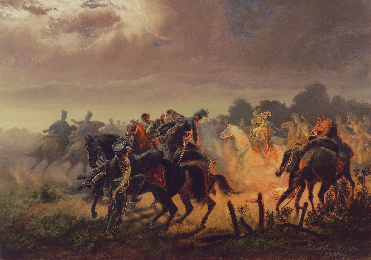 Alarm nocny, placówka husarska w kampanii włoskiej 1848-49, 1862 autorstwa Wilhelm Emele