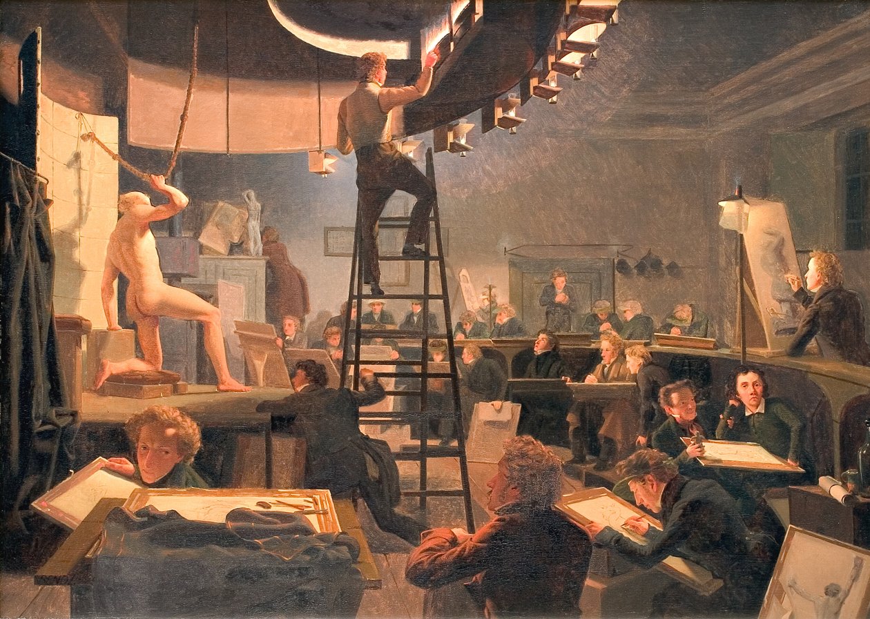 Klasa życia w Królewskiej Akademii Sztuk Pięknych autorstwa Wilhelm Ferdinand Bendz
