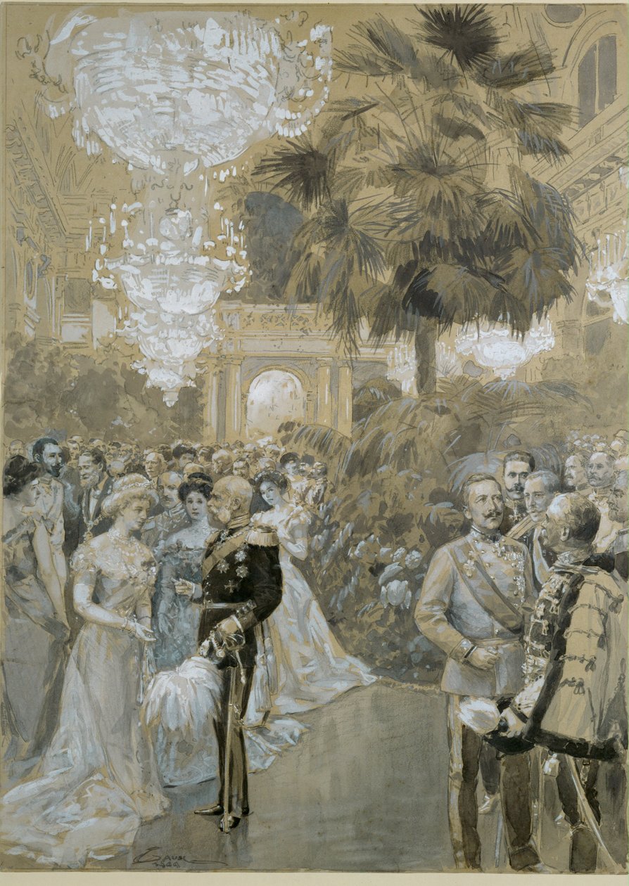 Bal dworski w wiedeńskim Hofburgu, pałacu miejskim cesarzy Austro-Węgier ... autorstwa Wilhelm Gause