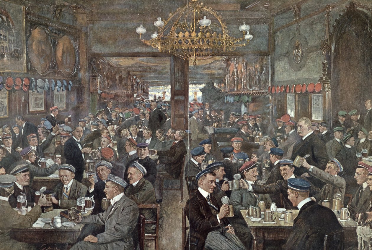 Brasserie studenckie w Thuringer Hof w Lipsku, ok. 1900 r. autorstwa Wilhelm Gause