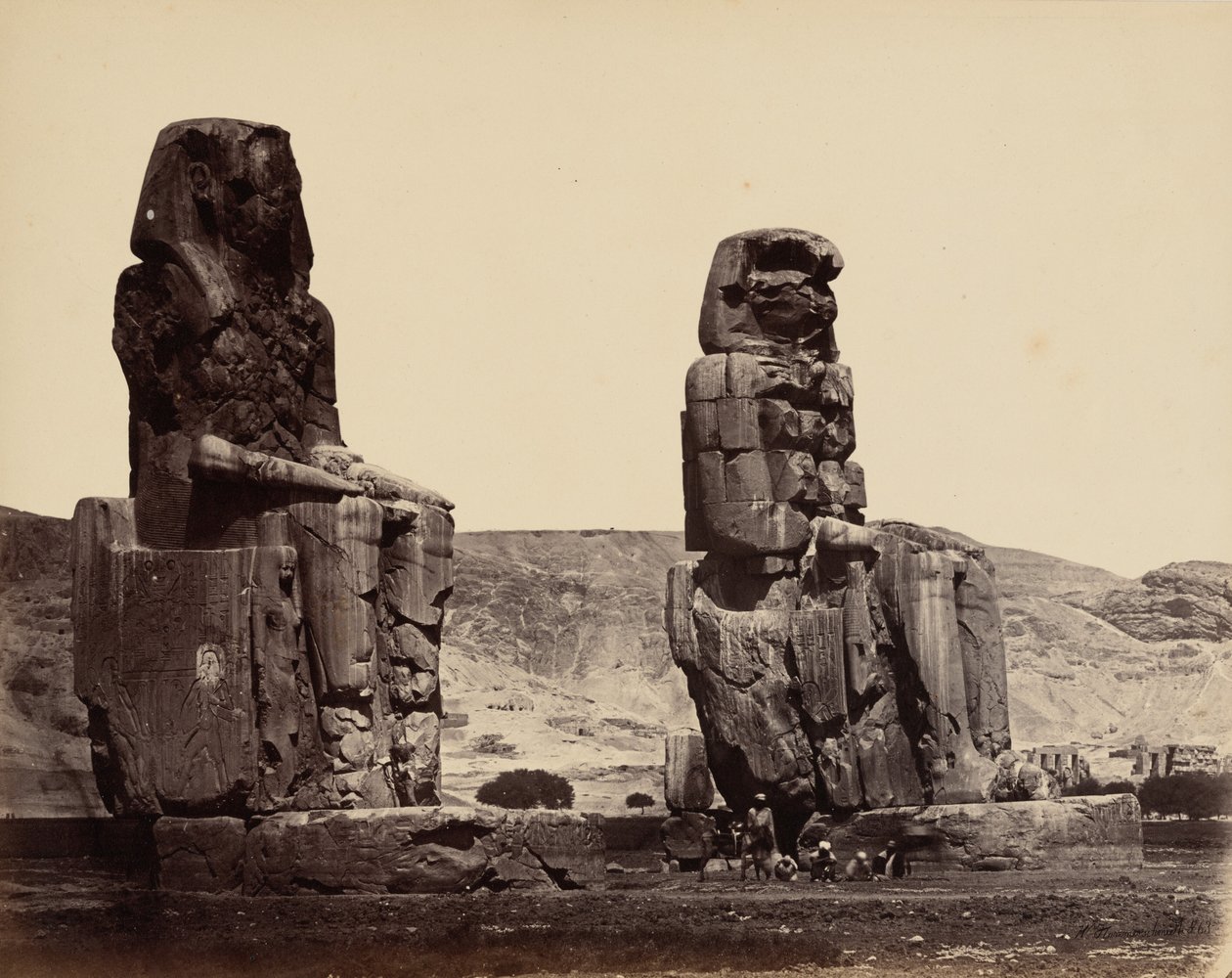 Kolosy Memnona w Tebach, ok. 1859 r. (zdjęcie) autorstwa Wilhelm Hammerschmidt