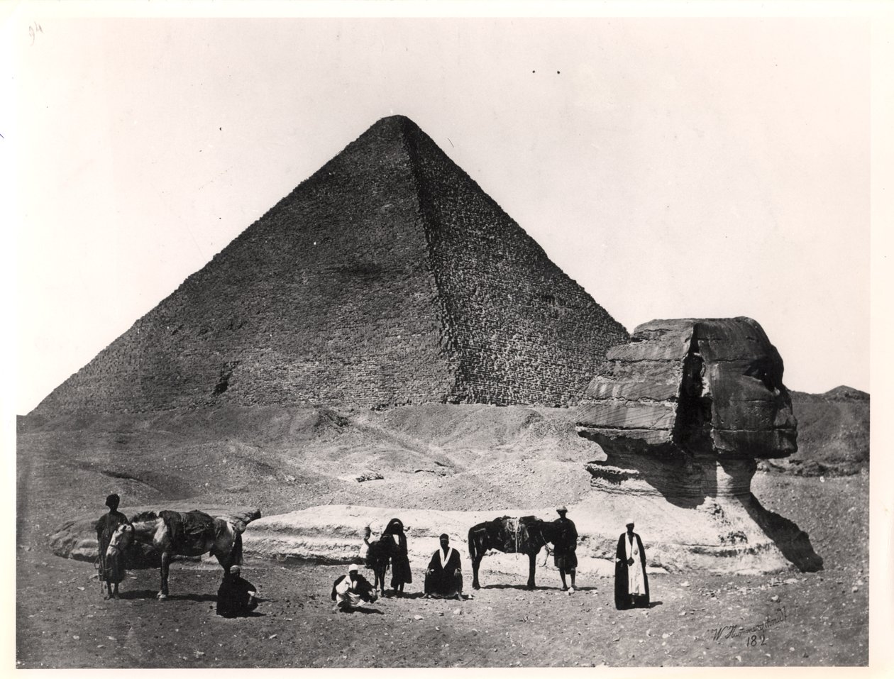 Sfinks i Wielka Piramida Khufu w Gizie, ok. 1860 r. autorstwa Wilhelm Hammerschmidt