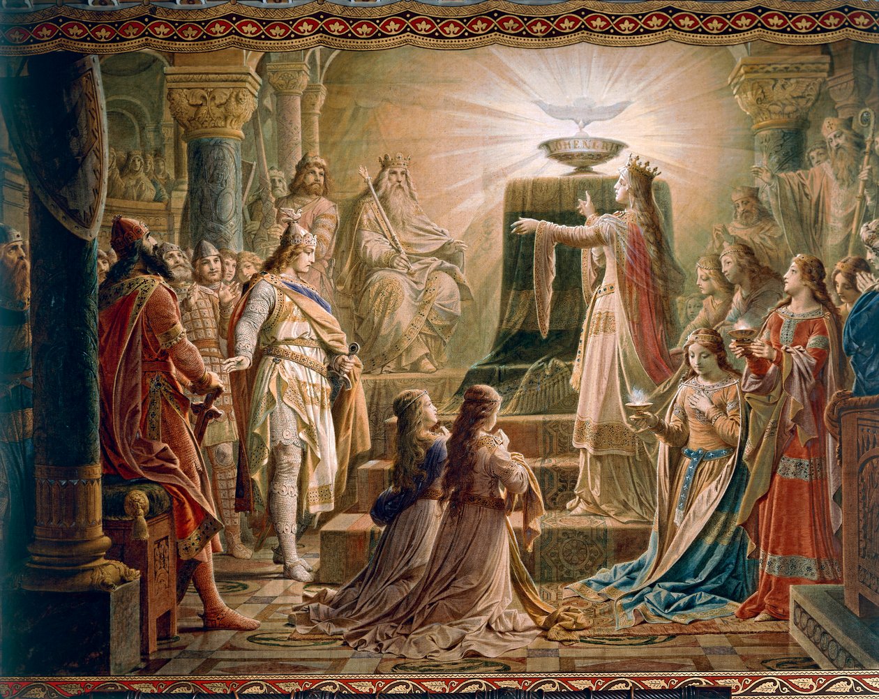 Cud Graala, z Sagi Lohengrina, Salon (olej na płótnie) autorstwa Wilhelm Hauschild