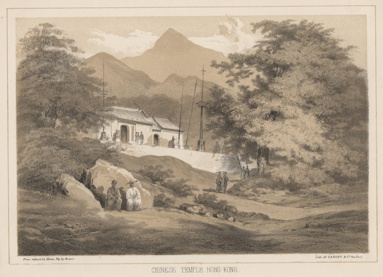 Chińska Świątynia, Hongkong, 1855 autorstwa Wilhelm Joseph Heine