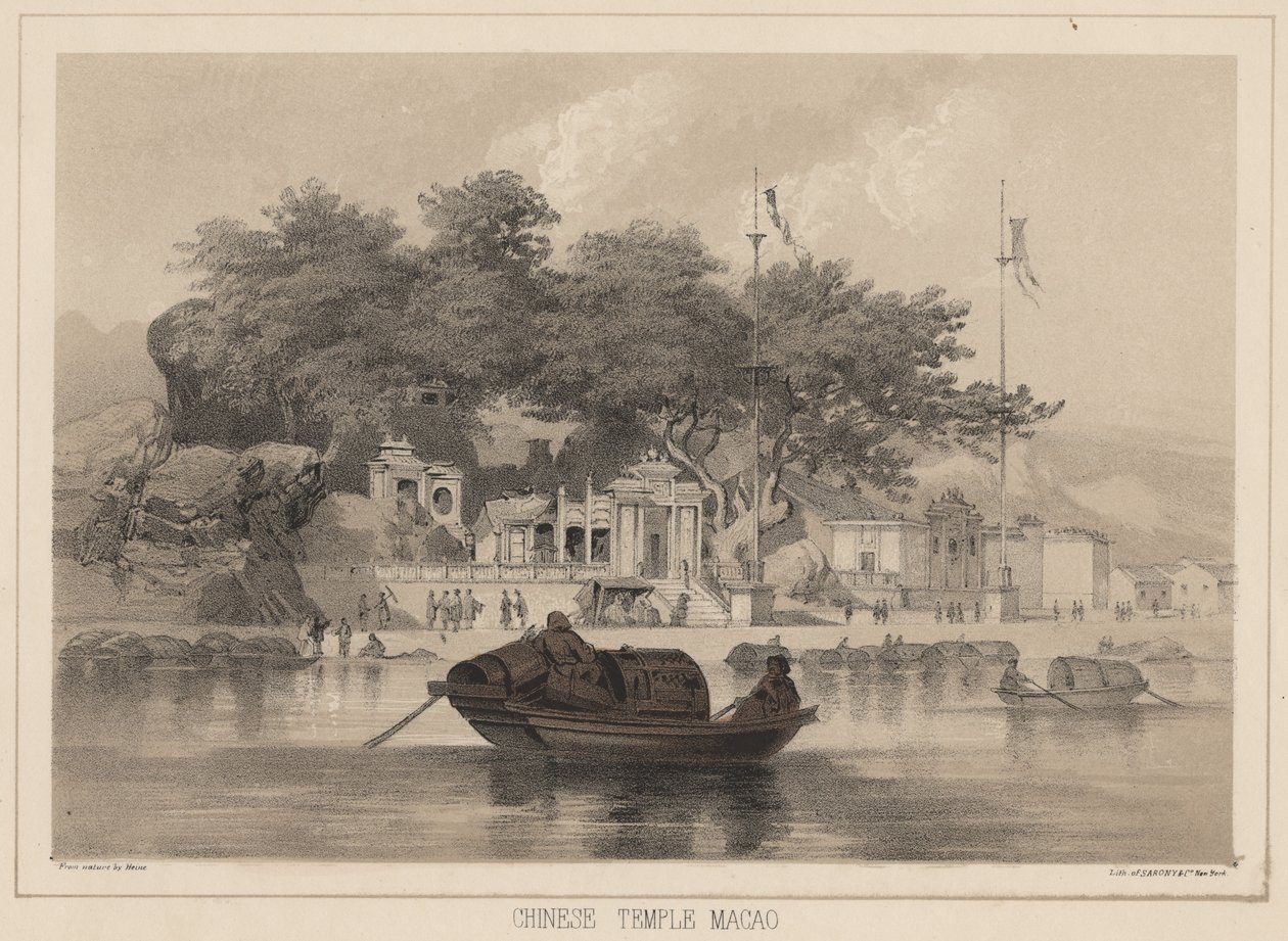 Chińska Świątynia, Makao, 1855 autorstwa Wilhelm Joseph Heine