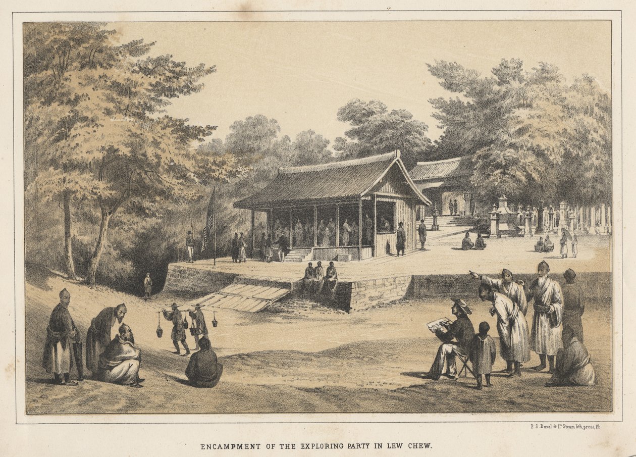 Obóz Partii Eksploratorów w Lew Chew, 1855 autorstwa Wilhelm Joseph Heine