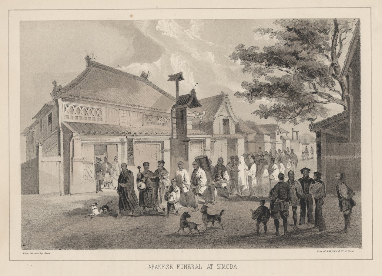 Japoński pogrzeb w Simoda, 1855 autorstwa Wilhelm Joseph Heine