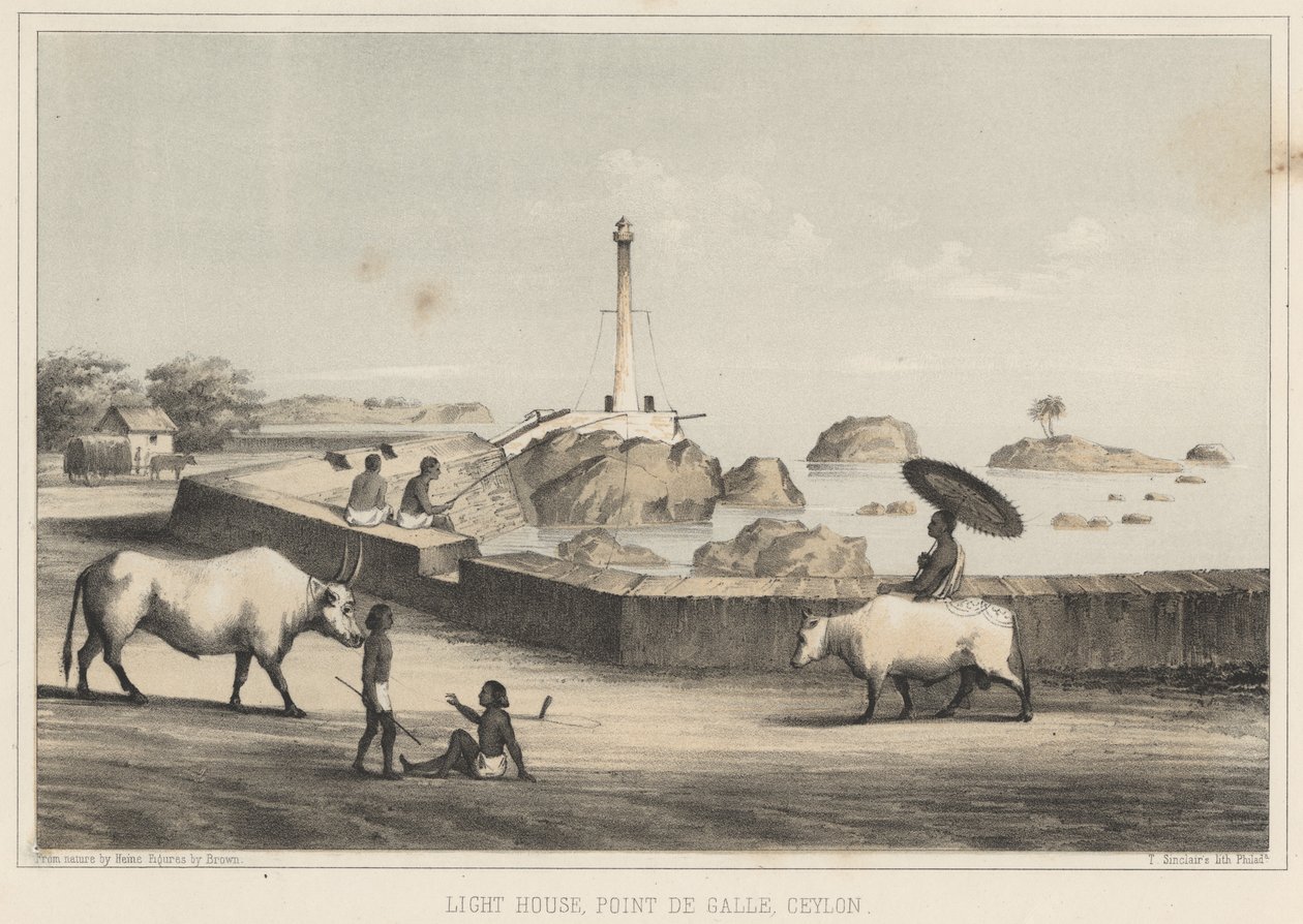 Latarnia morska, Point de Galle, Cejlon, 1855 r. autorstwa Wilhelm Joseph Heine
