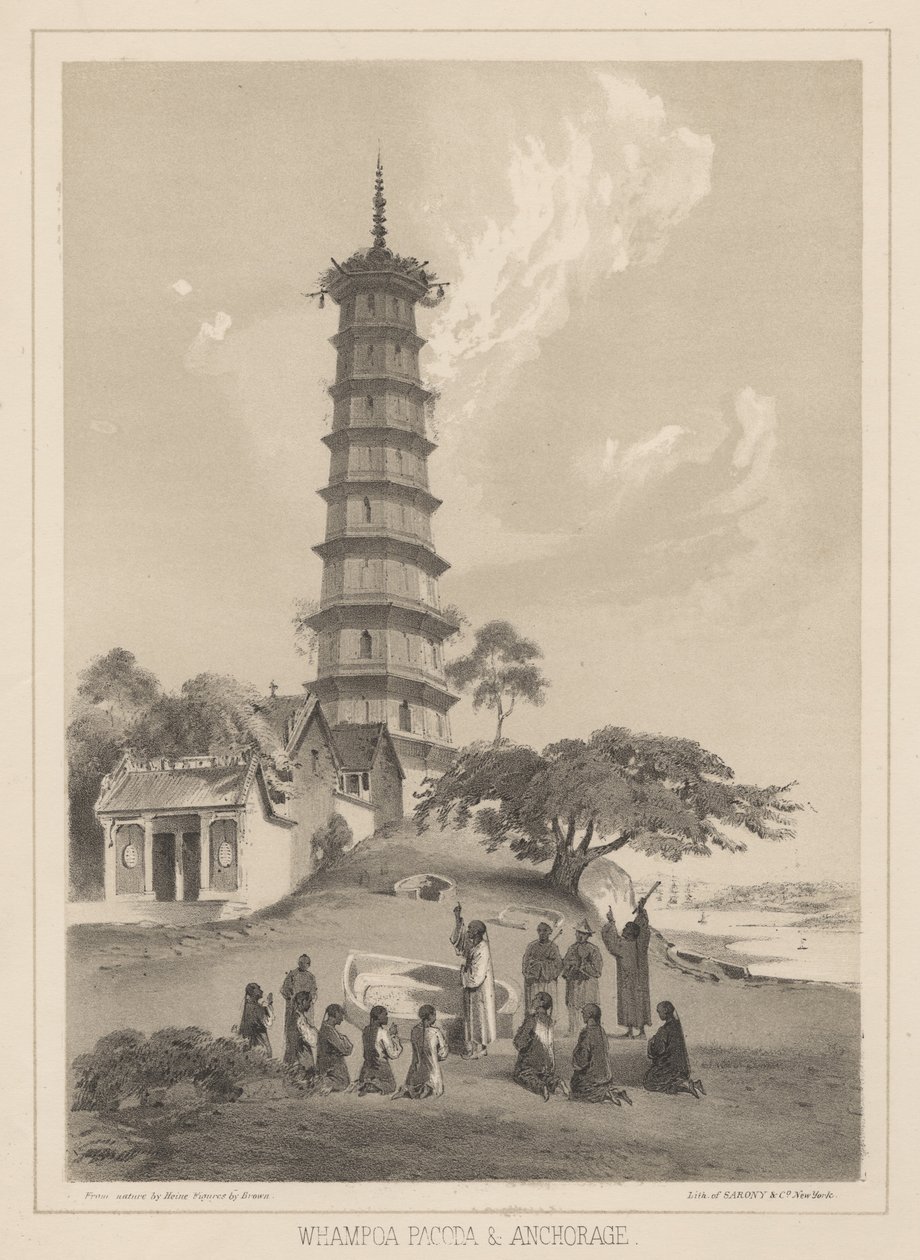 Pagoda Whampoa i kotwicowisko, 1855 autorstwa Wilhelm Joseph Heine