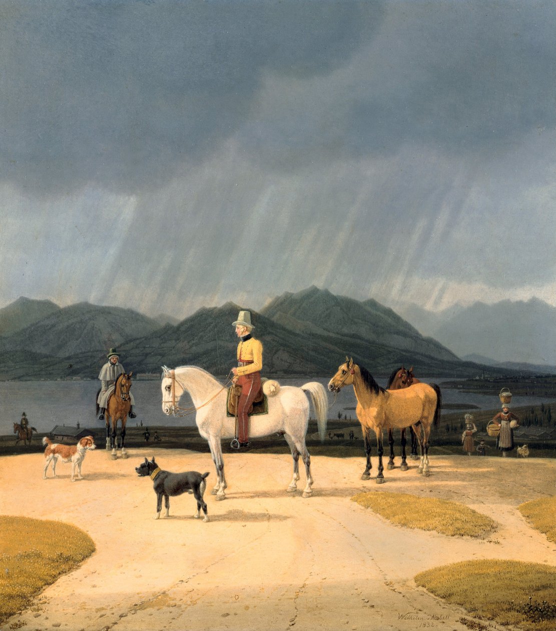 Jeźdźcy nad Tegernsee, 1832 autorstwa Wilhelm Kobell Ritter von