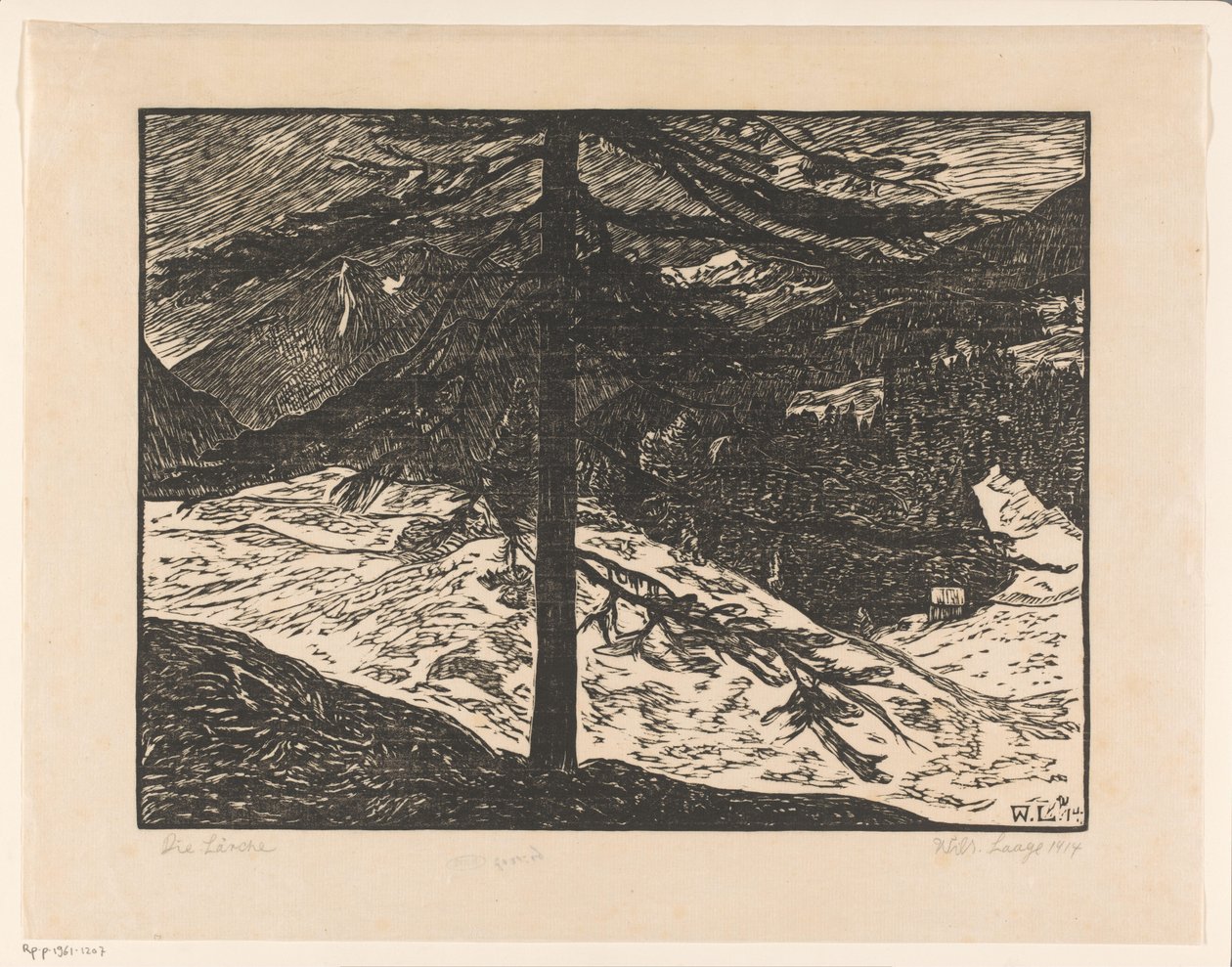 Modrzew (oryginalny tytuł na obiekcie) autorstwa Wilhelm Laage (signed by artist)