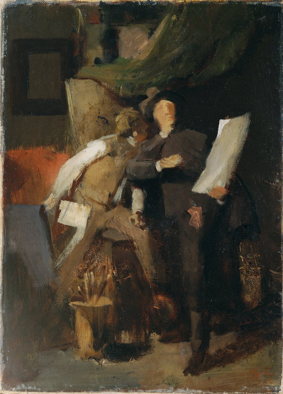 Krytycy autorstwa Wilhelm Maria Hubertus Leibl