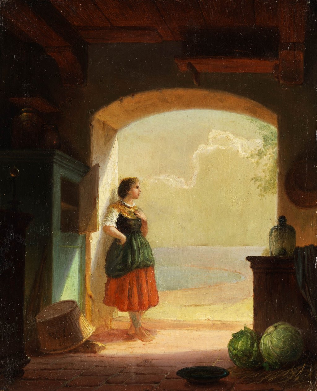 Młoda dziewczyna przy wejściu do bramy. 22,5x19cm autorstwa Wilhelm Lichtenheld