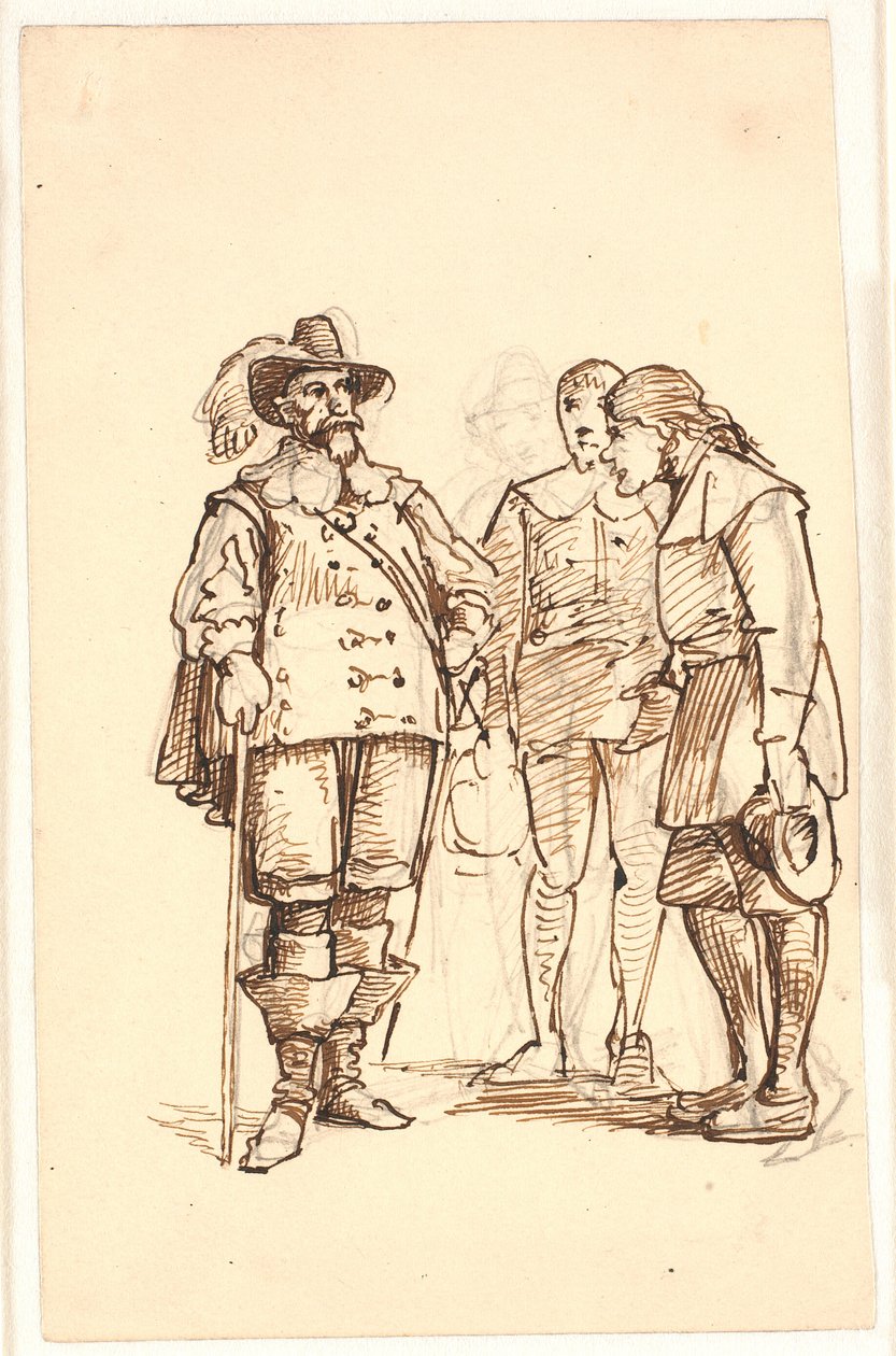 Szlachcic od Chr. 4. czas na rozmowę z dwoma mężczyznami autorstwa Wilhelm Marstrand