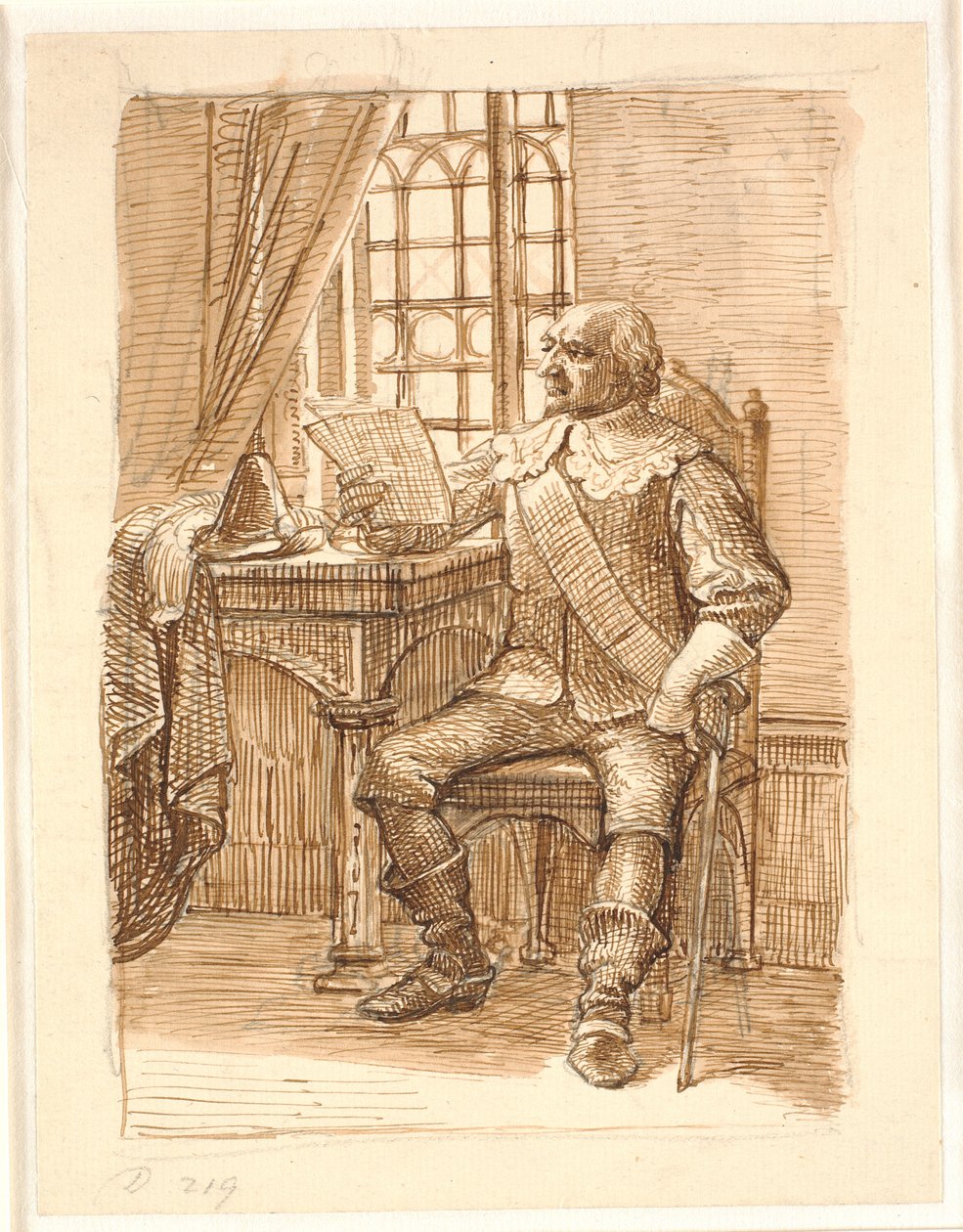 Szlachcic od Chr. 4. czas siedzi i czyta list autorstwa Wilhelm Marstrand