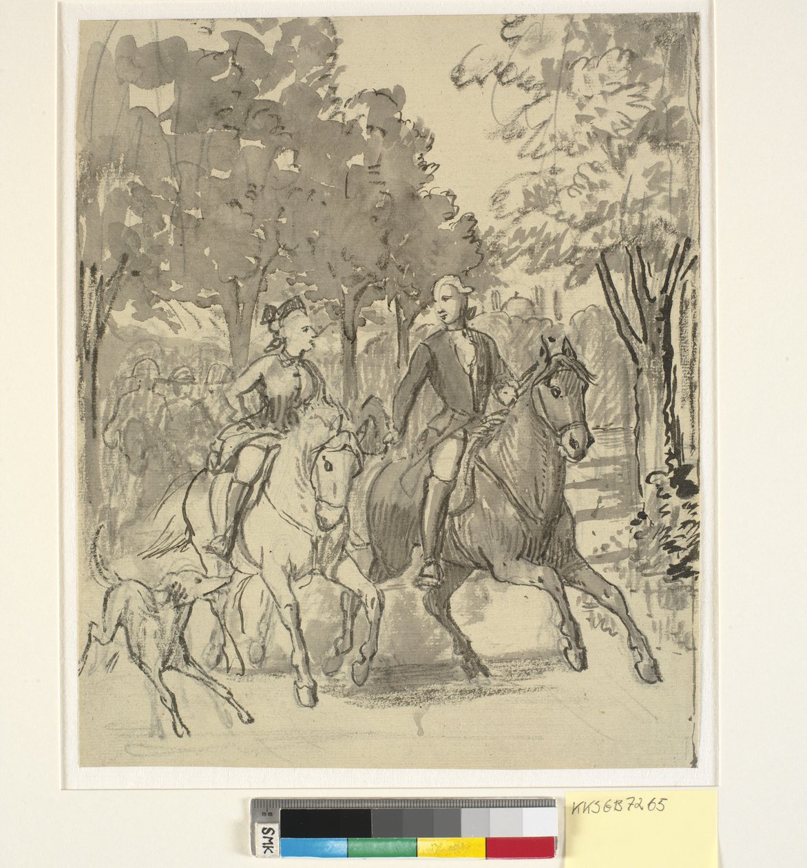 Caroline Mathilde i Struensee na przejażdżce konnej w Hørsholm autorstwa Wilhelm Marstrand