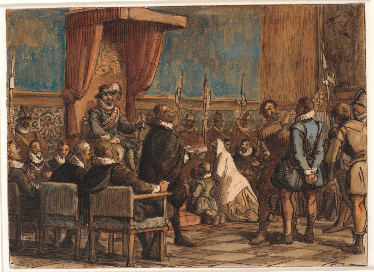 Chr. 4. pozwala katowi odebrać łańcuch dowodzenia i miecz od fałszerza Christophera Rosenkrantza autorstwa Wilhelm Marstrand