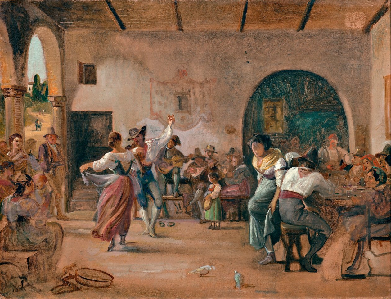 Taniec w osterii, ok. 1860 (olej na karcie) autorstwa Wilhelm Marstrand