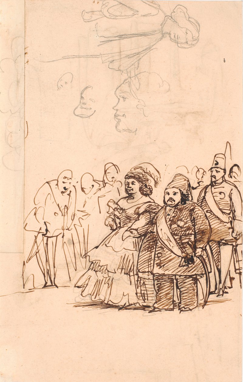 Turecki książę Mehmet Ali jako kawaler hrabiny Danner podczas jego wizyty w Kopenhadze, maj 1859 autorstwa Wilhelm Marstrand