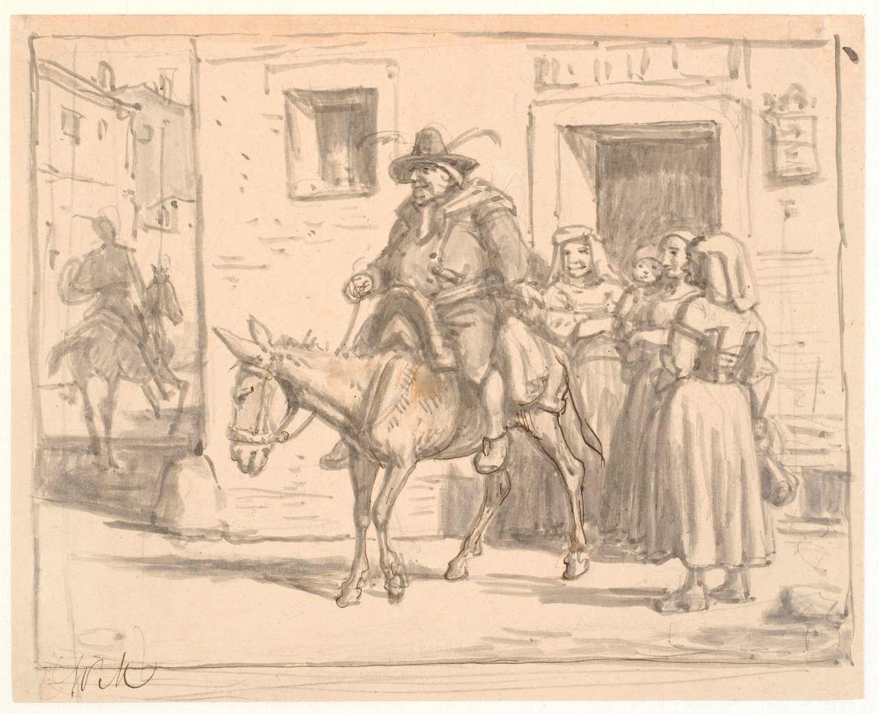 Don Kichot i Sancho Pansa opuszczają tawernę autorstwa Wilhelm Marstrand